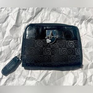 Black Heart Pattern Small Wallet Cards/Dollar/Coin/ID holder snap/zipper closure